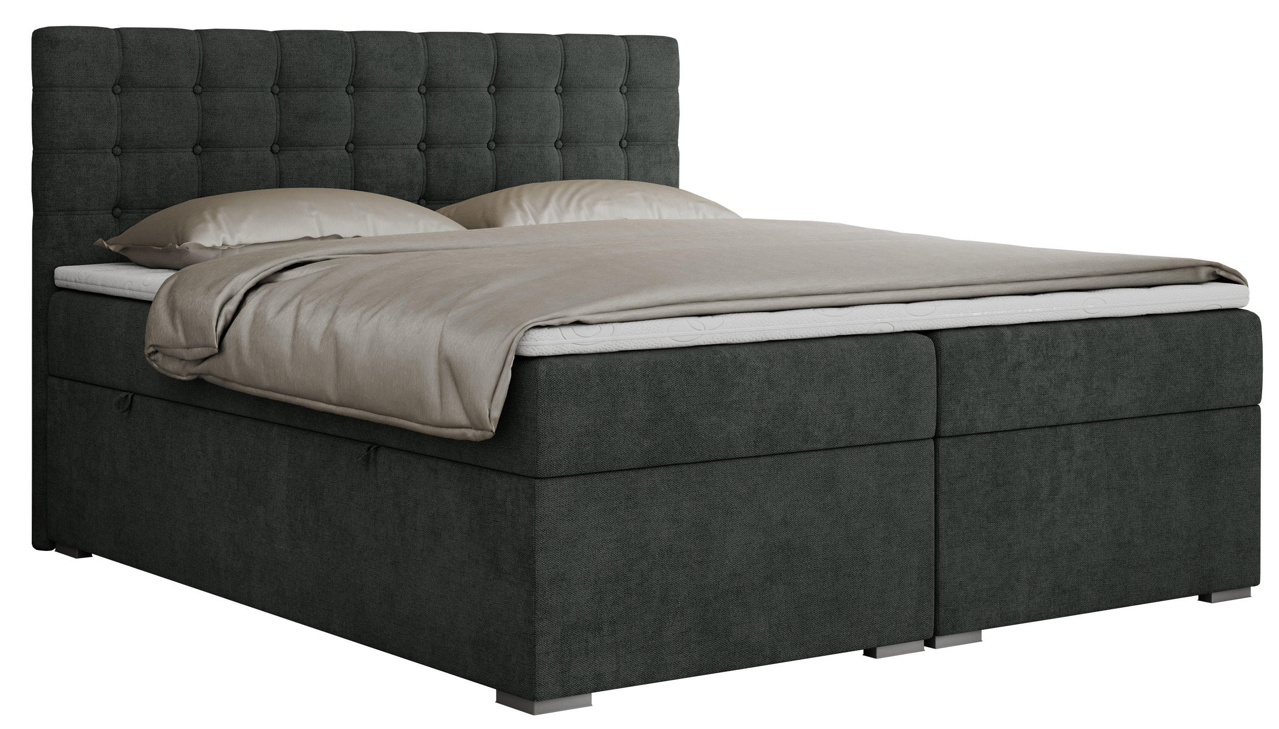 BOXBETT SUSAN 120/200 Dunkelgrau Struktur - H3 - Dunkelgrau, Holz/Textil (120/200cm) - MKS