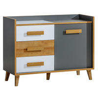 KOMMODE FIABA 120/89,5/46cm mit 3 Schubladen 1 Türen Anthrazit - Anthrazit/Weiß, Holzwerkstoff (120/89.5/46cm) - MASSENO