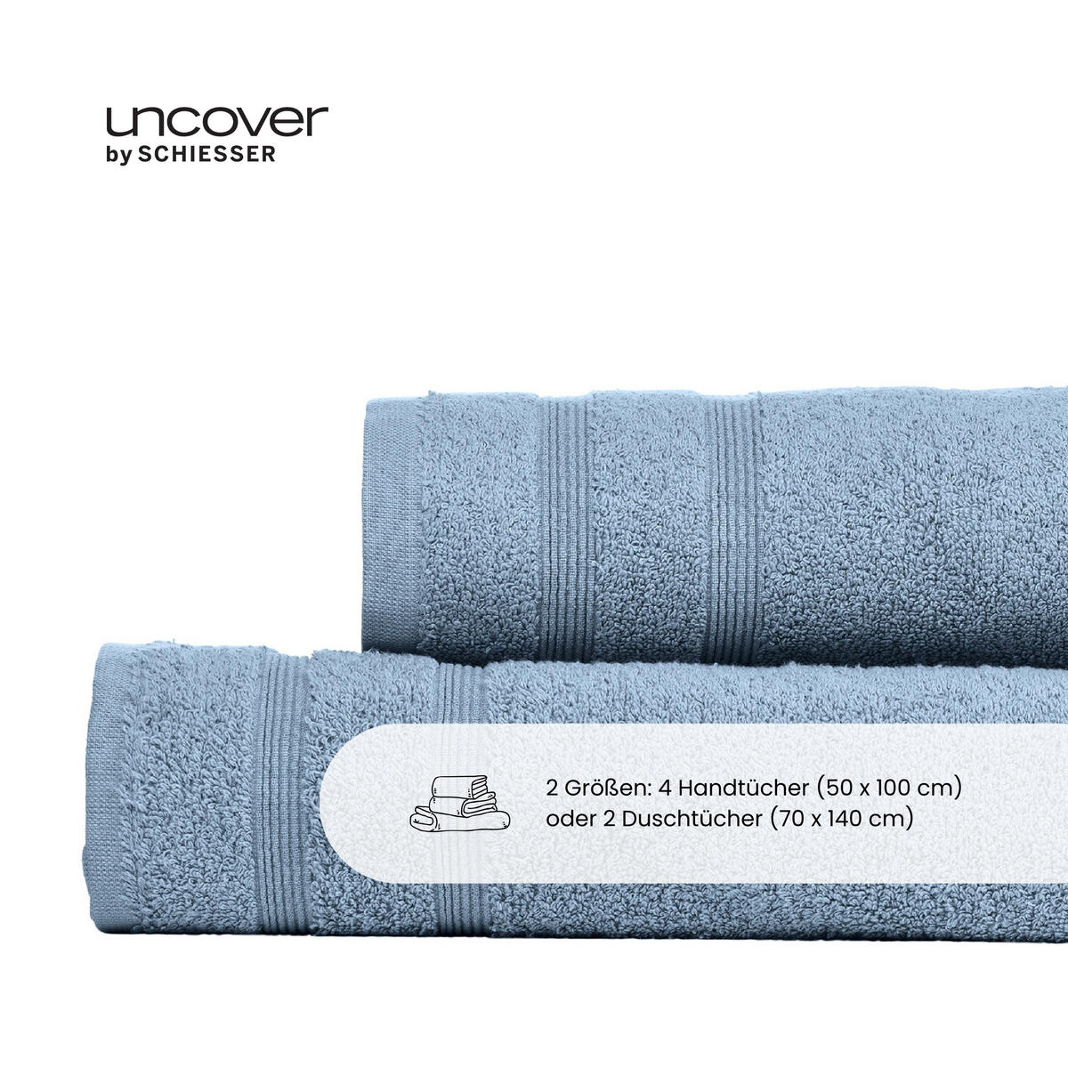 HANDTUCHSET Brooklyn - 4-teilig - 50x100cm - Hellblau - Hellblau, Textil (50/100cm) - Uncover by Schiesser