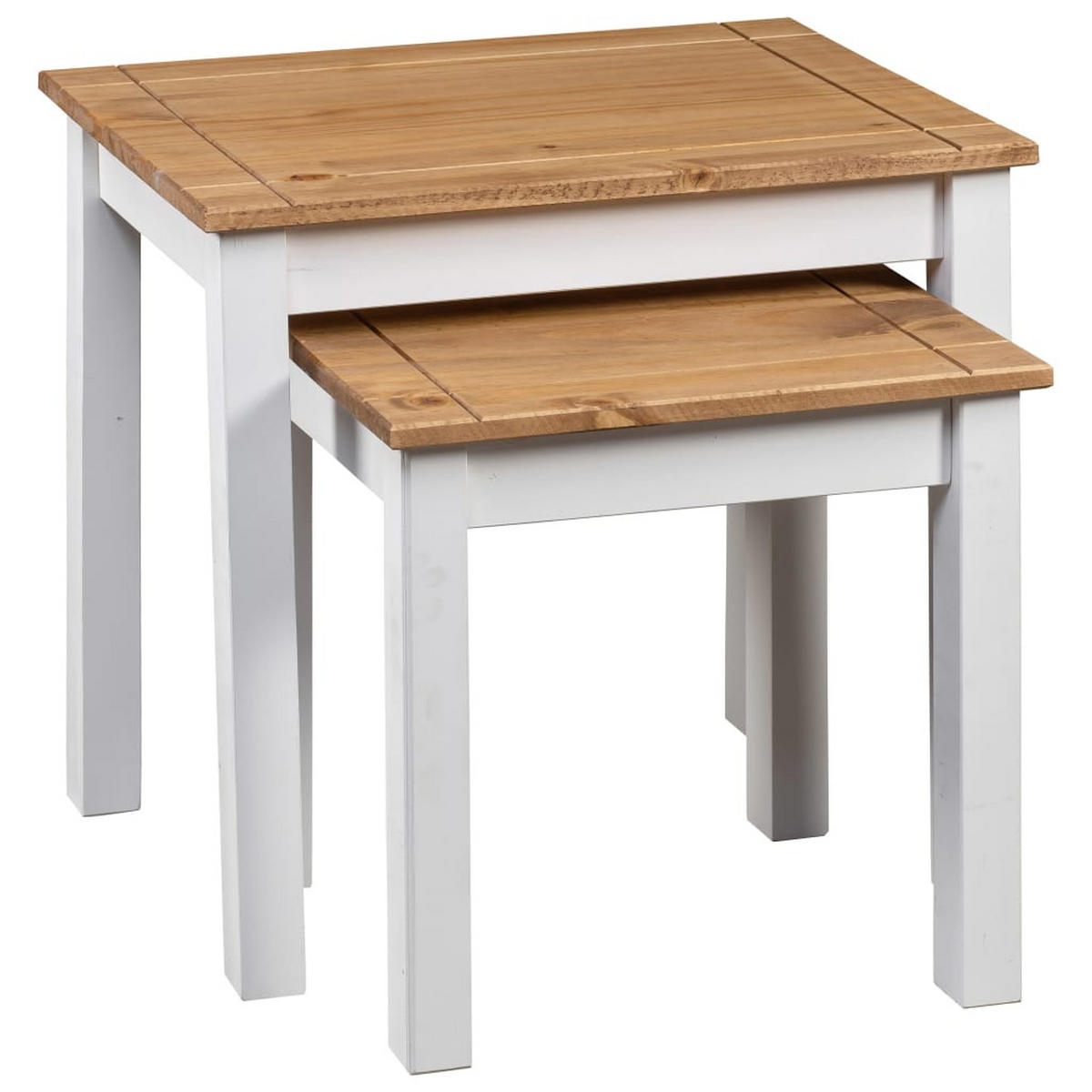 SATZTISCHE 2er set Weiß Massivholz Panama-Kiefer - Weiß, Holz (56/40/53.5cm) - vidaXL