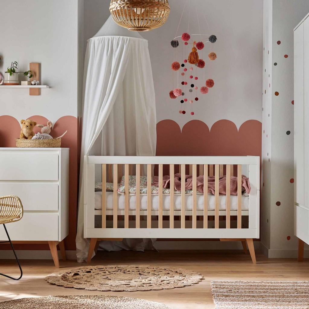 Thumbnail - Konsimo® Gitterbett, Weiß, Holz, 145x76x90 cm, Babymöbel, Babybetten, Gitterbett
