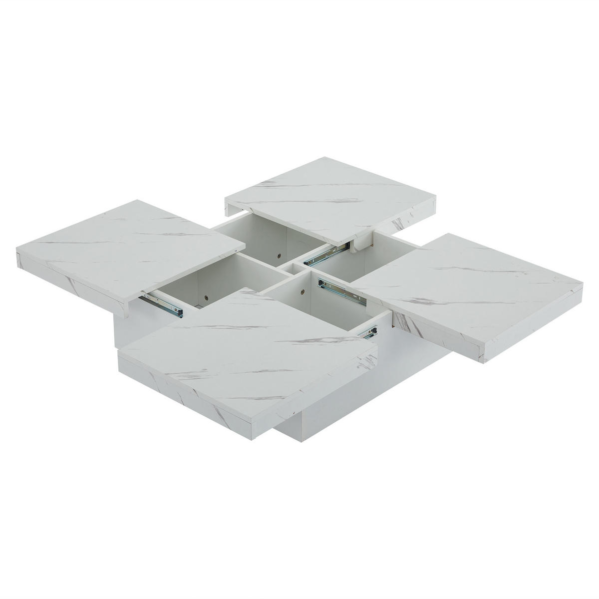 COUCHTISCH DE-212 Weiß Marmor-Optik - Weiß, Holzwerkstoff (90/90/25cm) - ComfortXL