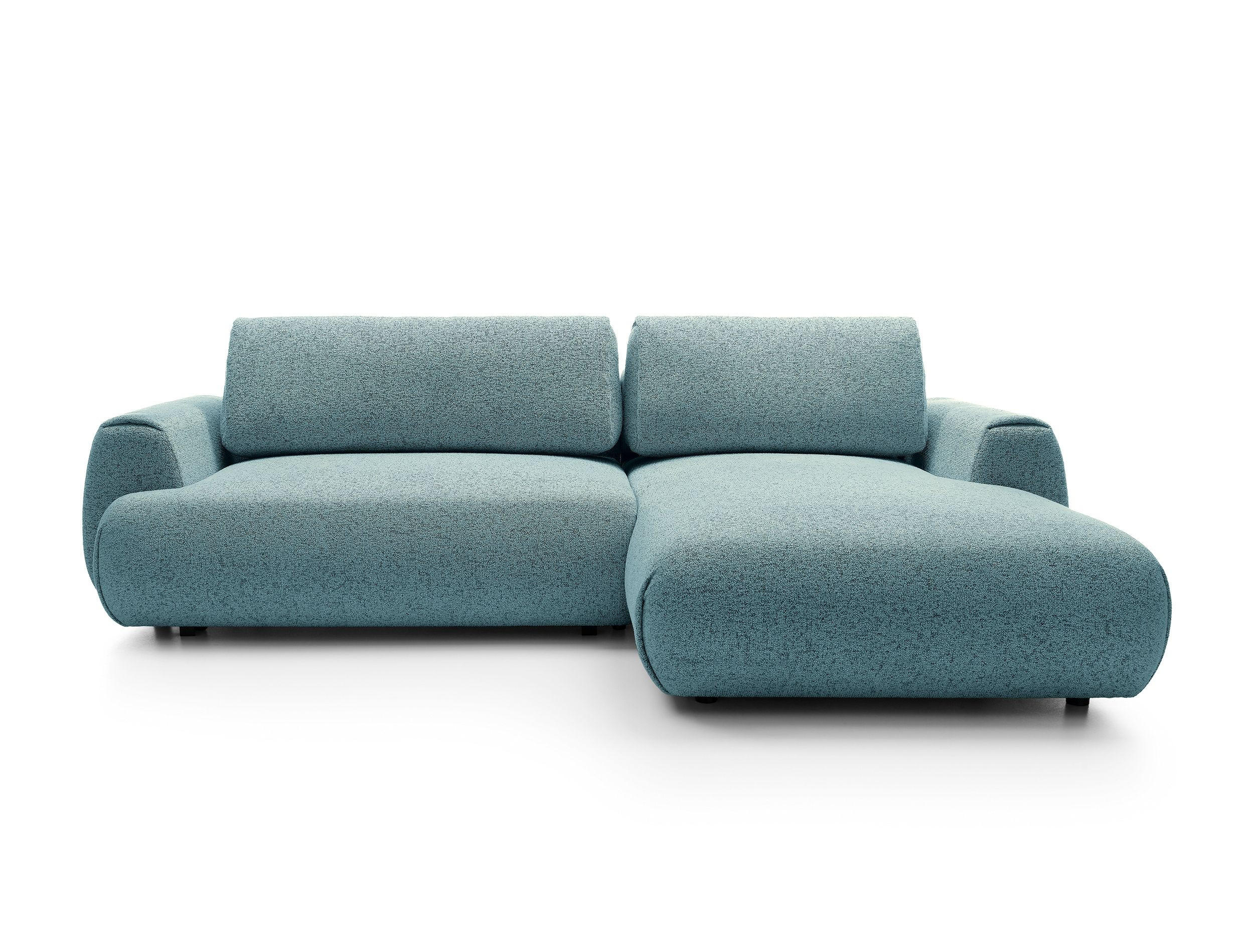 ECKSOFA ZEST Blau Geflochtener Stoff mit Schlaffunktion - Blau, Holz (270/167cm) - MASSENO