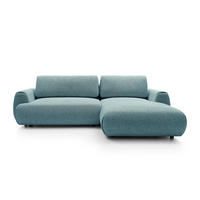 ECKSOFA ZEST Blau Geflochtener Stoff mit Schlaffunktion - Blau, Holz (270/167cm) - MASSENO