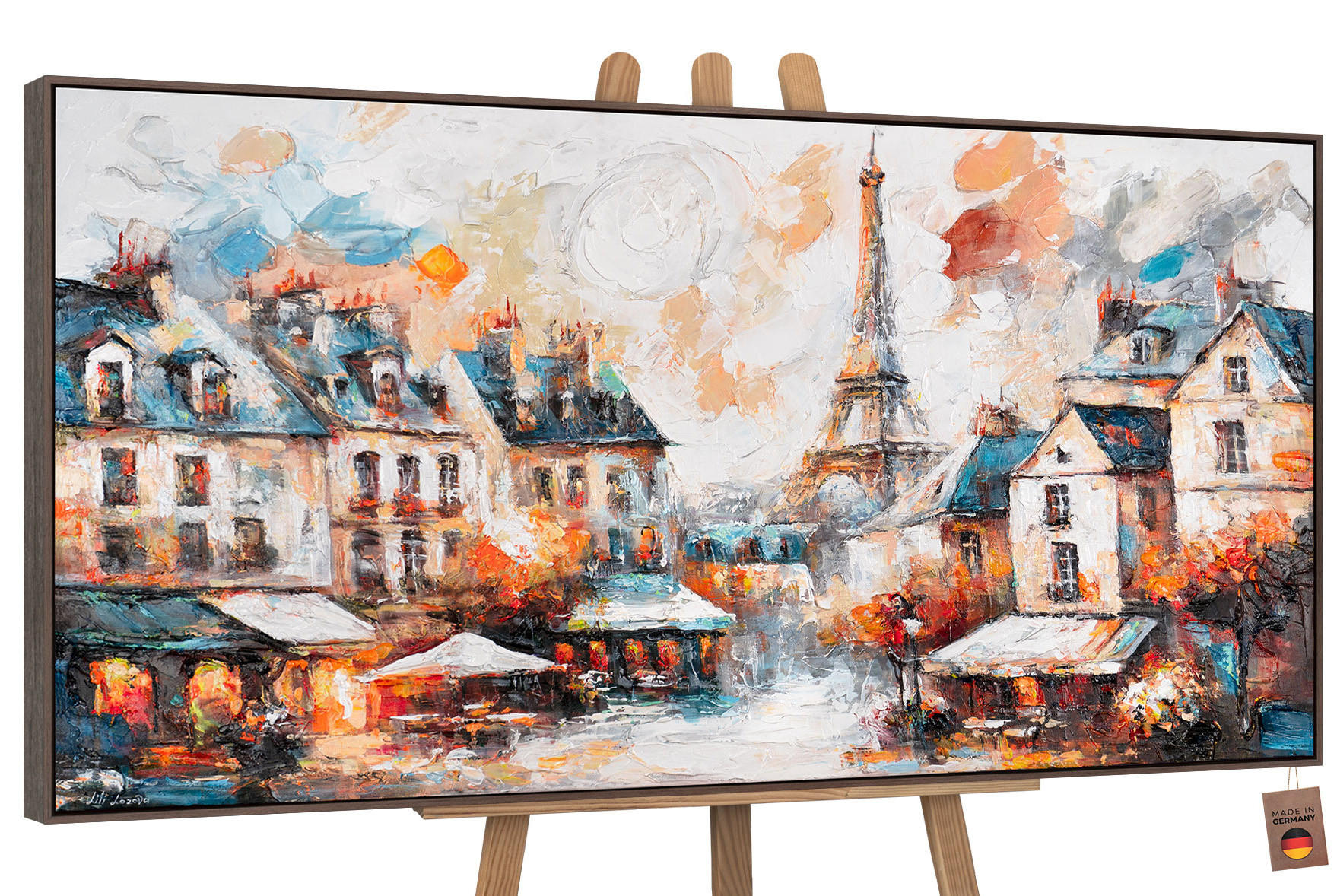 GEMÄLDE Die Gemütlichkeit von Paris Schattenfugenrahmen Grau 140x70 cm - Grau, Holz (140/70cm) - YS-art gallery