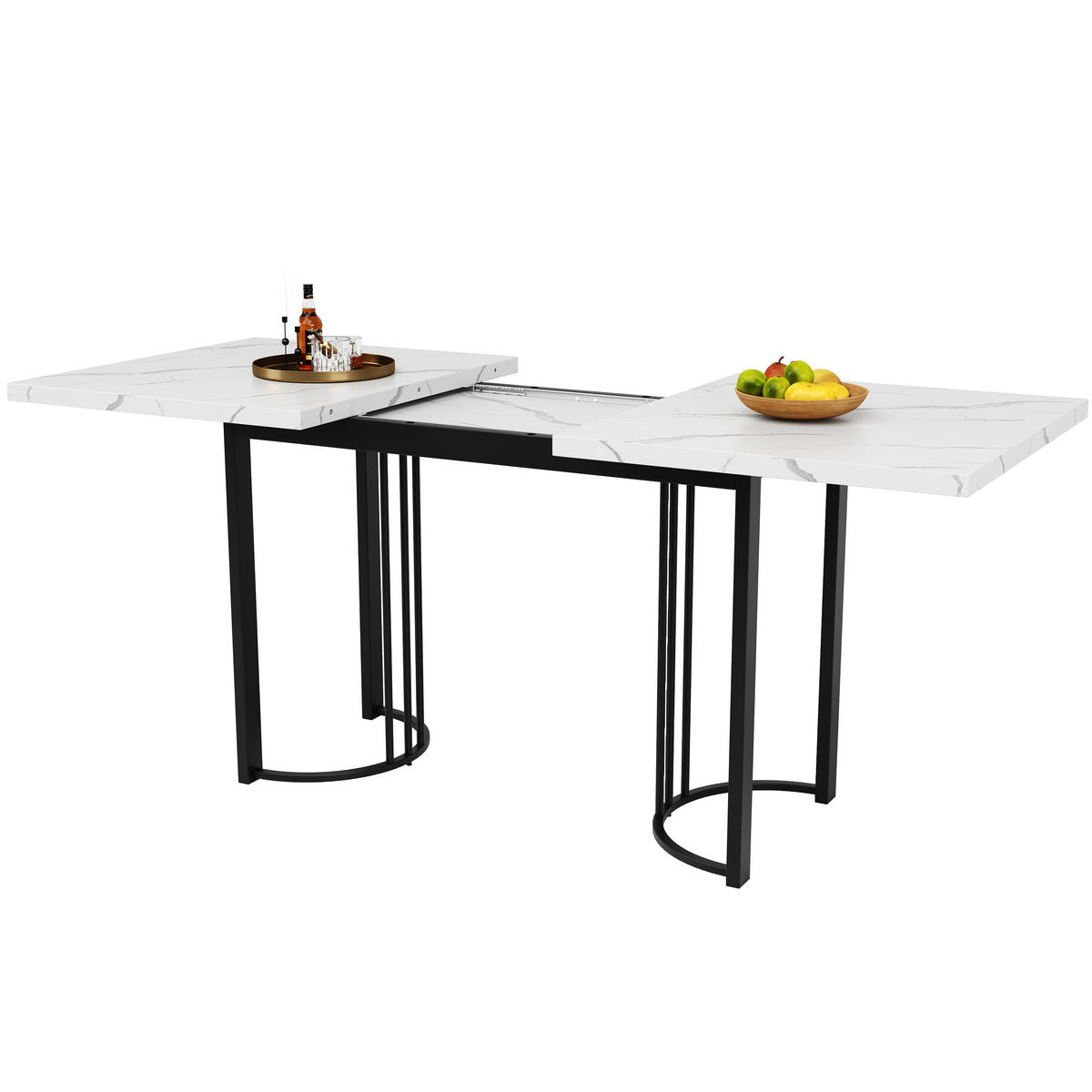 ESSTISCH Teleskoptisch 140/80/75,5 cm schwarz/weiß mit MDF und Metall - Weiß, Holzwerkstoff (140/80/75.5cm) - OKWISH