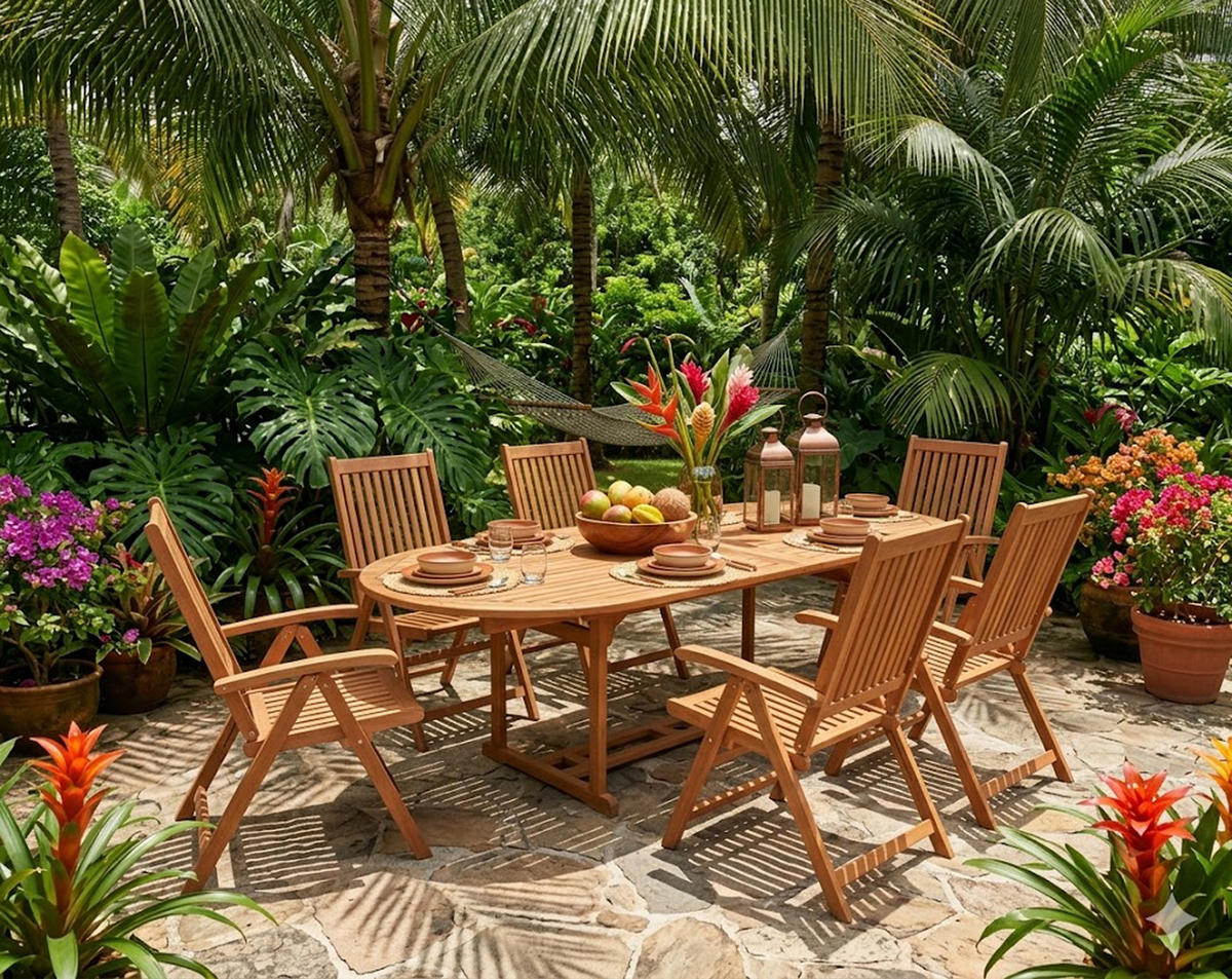 GARTEN-ESSGRUPPE Laguna, 9-teilige Sitzgruppe, Eukalyptus geölt, FSC®-zertifiziert - Braun, Holz - TPFGarden