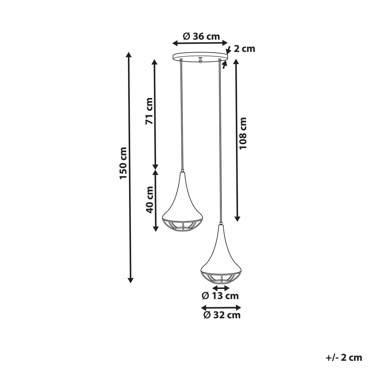 HÄNGELEUCHTE Bagmati 36/36/150 cm - Schwarz, Holz (36/36/150cm) - Beliani