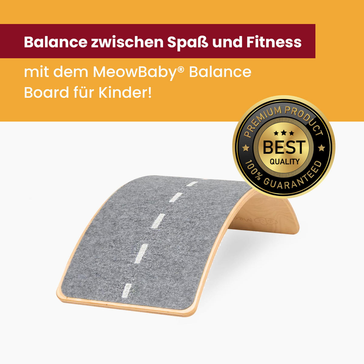 BALANCIERBRETT für Kinder 80x30cm, Balance Board, Naturholz - Naturfarben, Holz (30/18/80cm) - MeowBaby