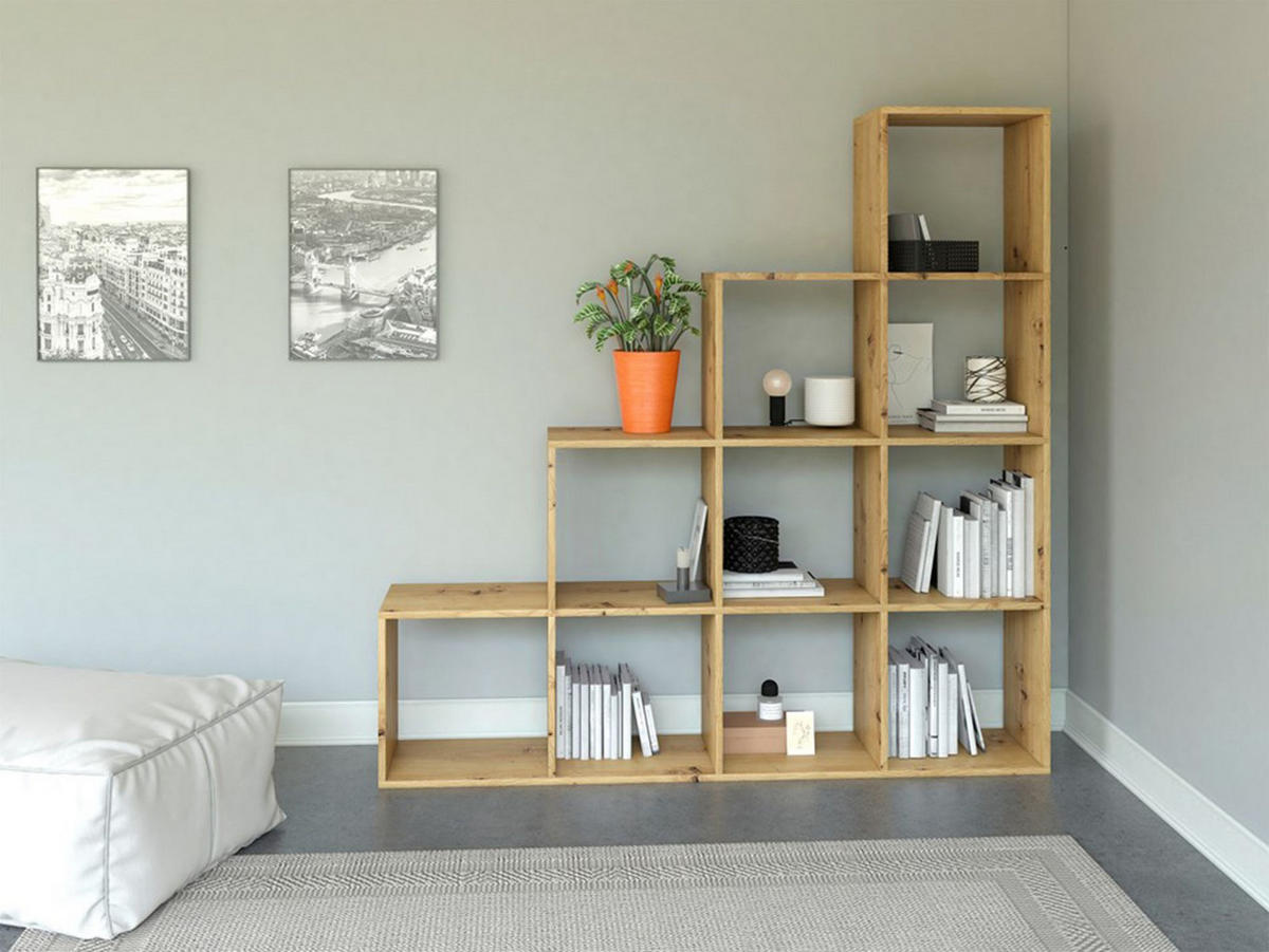 STUFENREGAL Stepi Artisan-Eiche 153 cm - Eichefarben, Holzwerkstoff (153/152/30cm) - Selsey