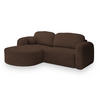 ECKSOFA AMILIA L-S Braun Boucle-Stoff mit Schlaffunktion - Braun, Holz (263/174cm) - MASSENO