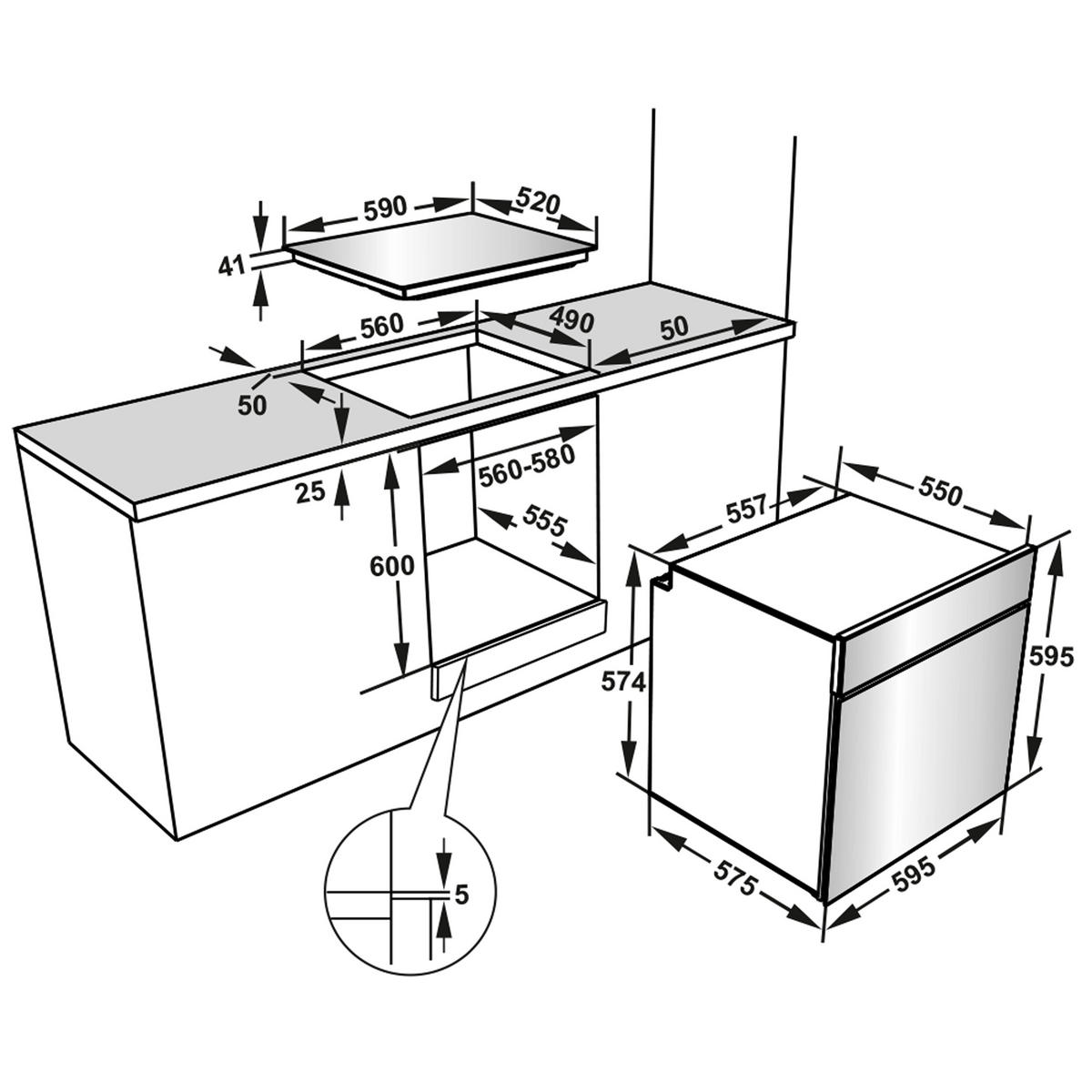 EINBAUHERD-SET, Backofen mit Ober-Unterhitze und Umluft, Glaskeramik-Kochfeld mit 4 Zonen, Teleskopauszug, 78 Liter, 60 cm, B-HS-75-C-I - Edelstahlfarben, Keramik/Metall (59.5/59.5/57cm) - Telefunken