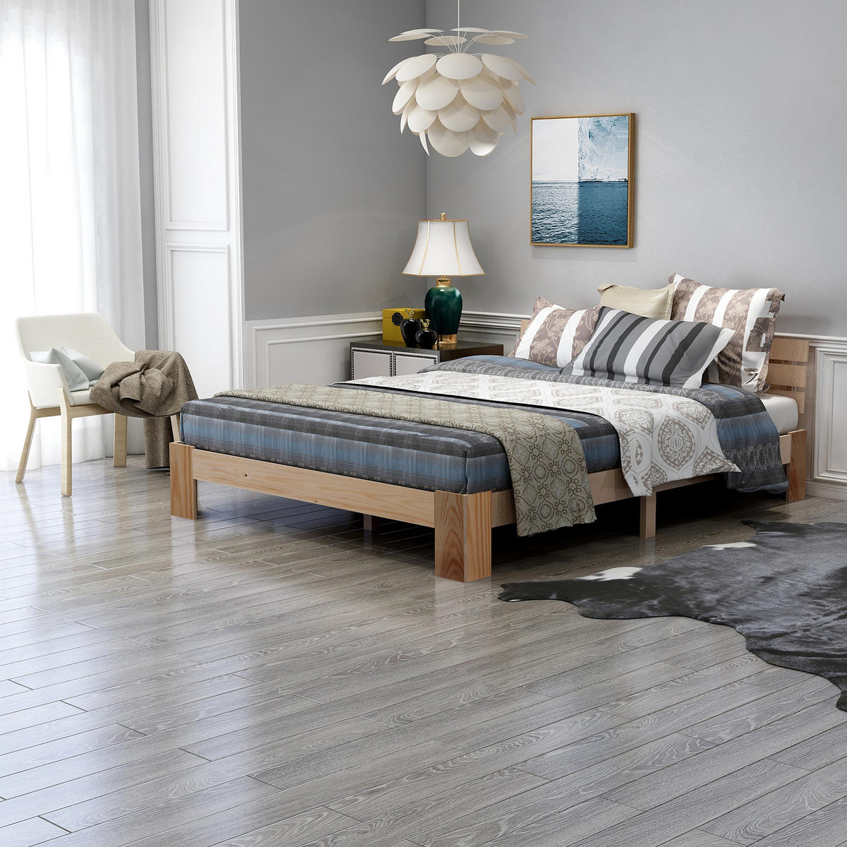 BETT 140/200 cm mit Lattenrost aus Massivholz, Natur - Naturfarben, Holz (140/200cm) - Redom