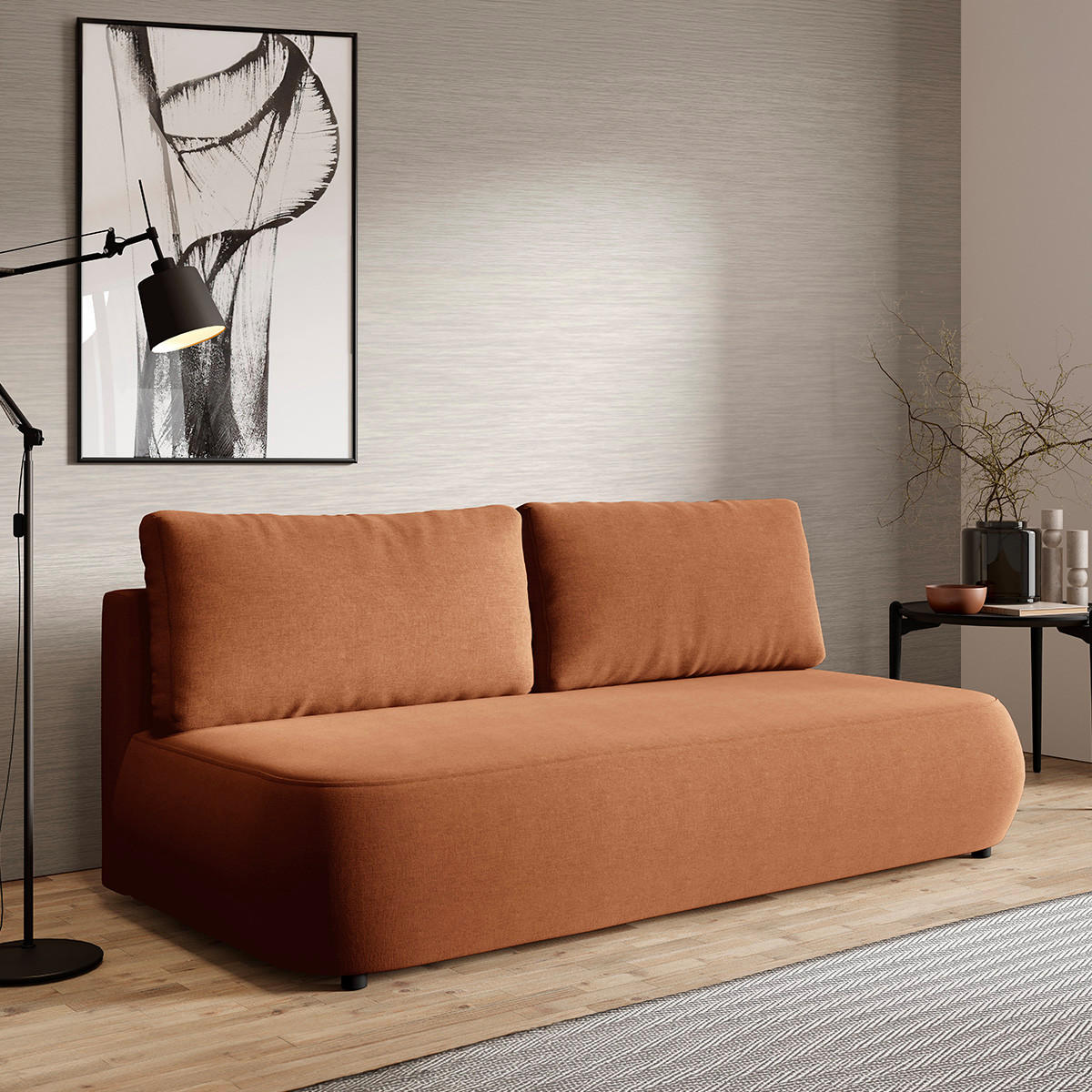 SOFA Antonio 3 Sitzplätze Terracotta - Orange, Holz (210/82/106cm) - Petits-meubles