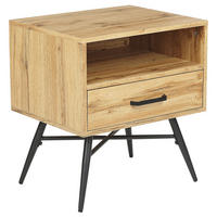 NACHTTISCH heller Holzfarbton/schwarz 1 Schublade 40/40 cm Lubock - Hellbraun/Schwarz, Holzwerkstoff (50/55/40cm) - Beliani
