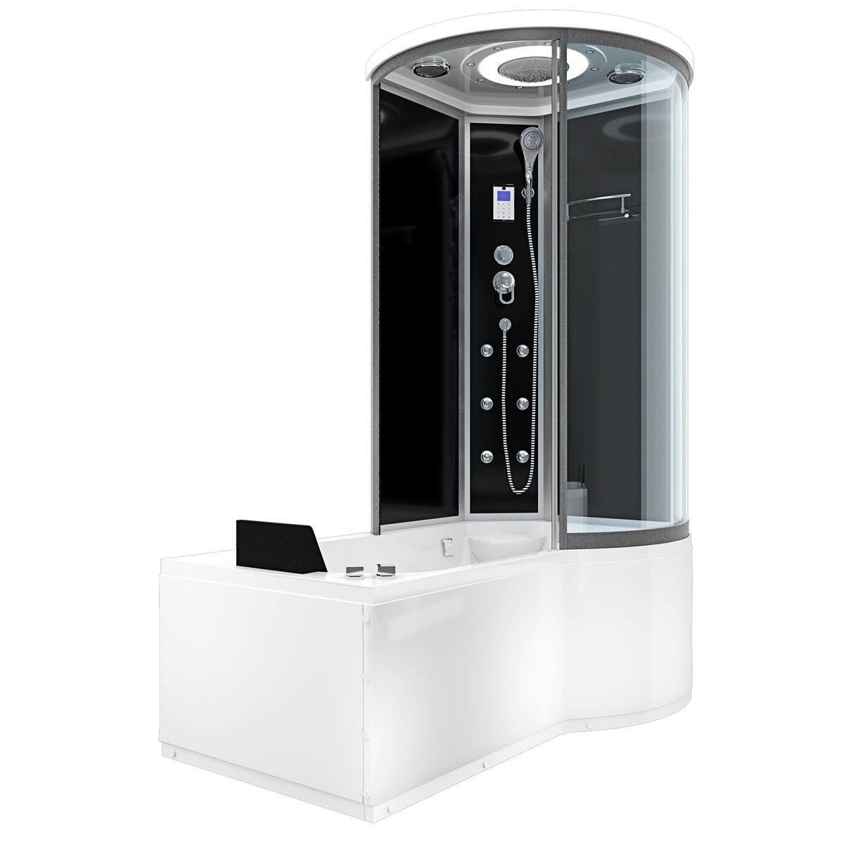 WHIRLPOOL Wanne Duschkabine sw K55-L31-WP-EC 170x1 - Schwarz, Glas/Kunststoff (98/220/170cm) - AcquaVapore by Sandra Jentho