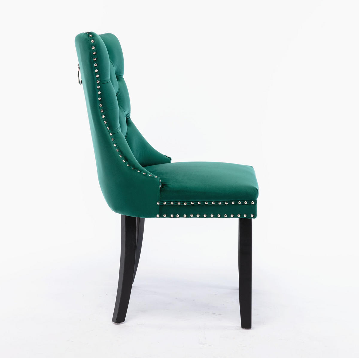 STUHL 2er-Set mit hoher Rückenlehne Samt Green - Grün, Metall (50/95/65cm) - Meubliv