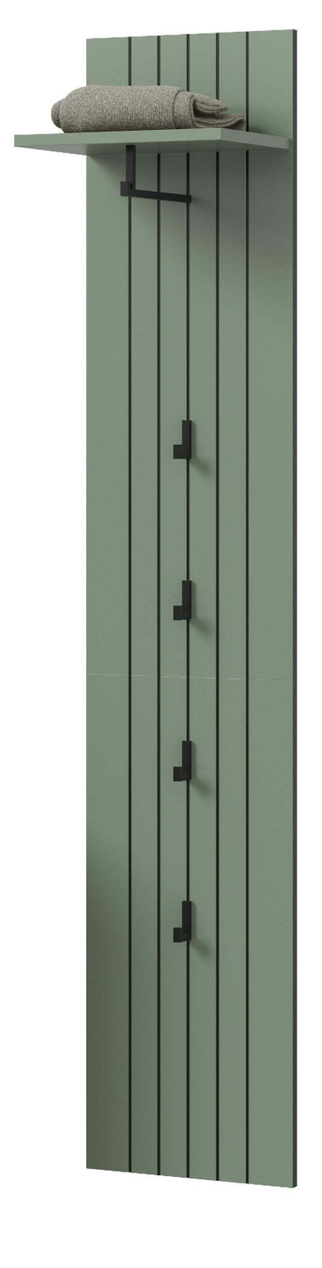 GARDEROBENPANEEL grün 31 x 160 cm, Wandgarderobe mit Kleiderstange - Grün, Holzwerkstoff/Metall (31/160/27cm) - Inn.Furn