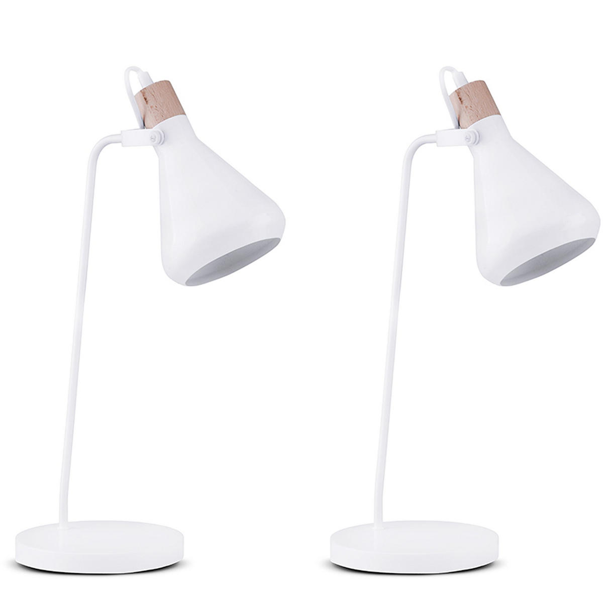 TISCHLAMPE CORTODI 2-er Set, Weiß - Weiß, Holz/Metall (18/18/53cm) - KONSIMO®