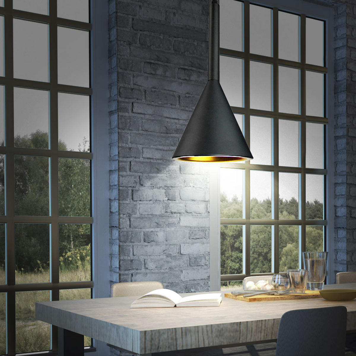 LED HÄNGELEUCHTE Schwarz Gold - Schwarz, Metall (16/35/108cm)