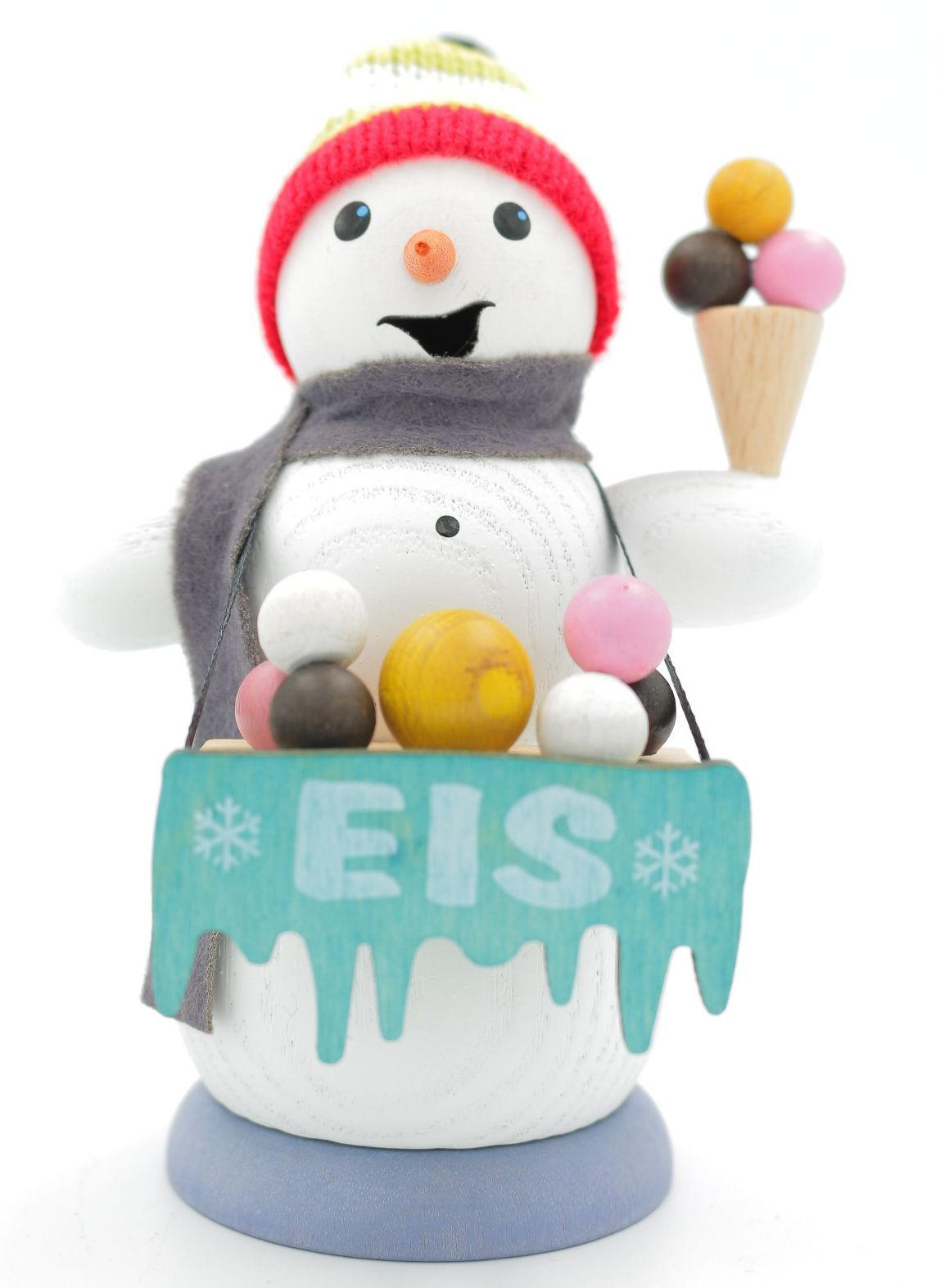 RAUCHFIGUR Schneemann Eisverkäufer 13 cm - Multicolor, Holz (6/13/10cm)