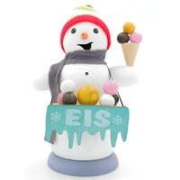 RAUCHFIGUR Schneemann Eisverkäufer 13 cm - Multicolor, Holz (6/13/10cm)