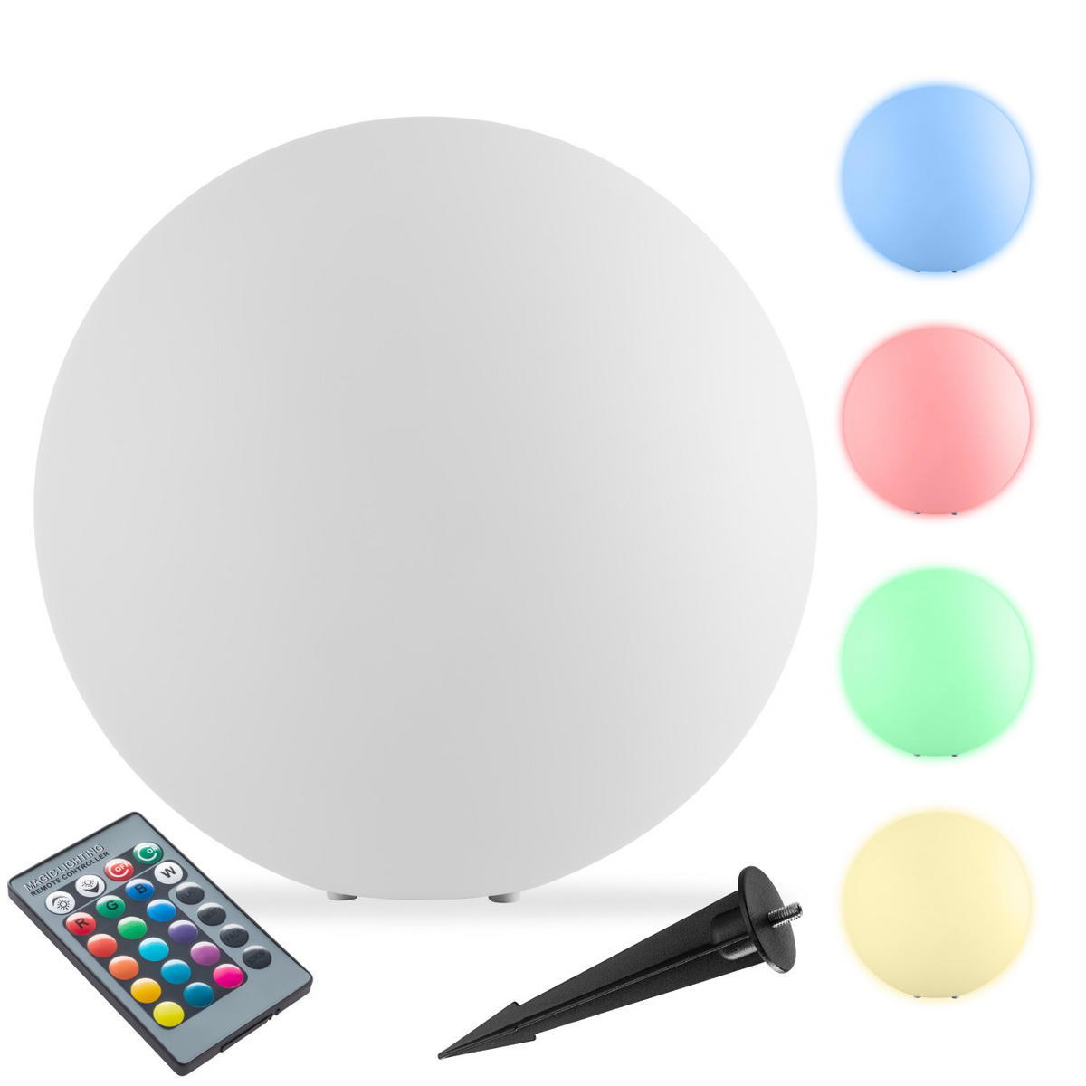 KUGELLEUCHTE Luminous Globe,inklusive Erdspieß,weiß - Weiß, Kunststoff (40/40/40cm) - tectake