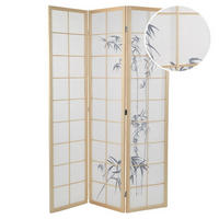 RAUMTEILER Asia Reispapier mit Bambusmotiv Weiss-hellbraun - Weiß, Holz (120/170/3cm) - DESIGN DELIGHTS