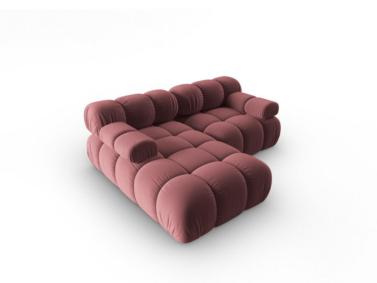 MODULARES-ECKSOFA links Bellis aus Samt rosa 3 Sitzplätze - Pink, Textil (157/191cm) - Micadoni