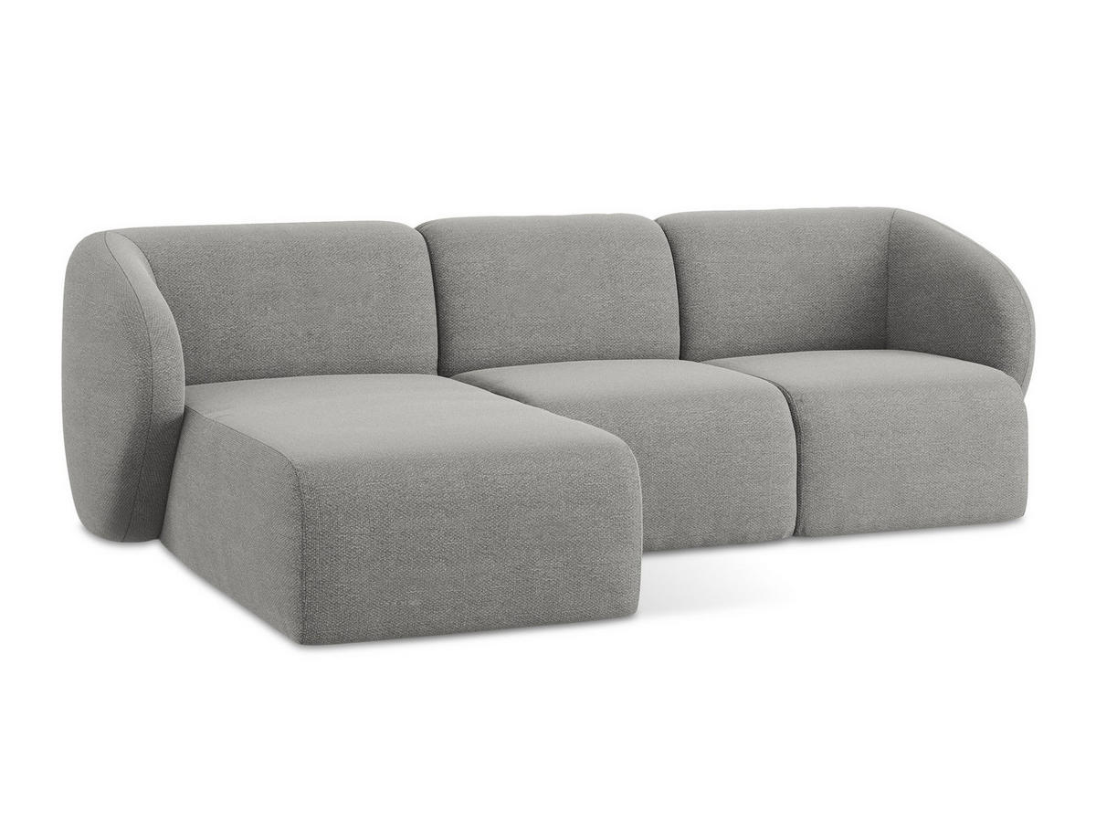ECKSOFA Links Bouclé Stoff Grau - Hellgrau/Schwarz, Holzwerkstoff/Kunststoff (248/166cm) - Makamii