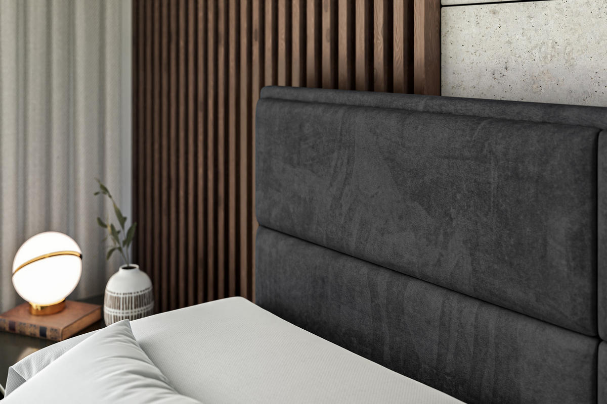 BOXBETT mit Matratze H4 und Lattenrost - AURA - 200x200 - H4 - Schwarz - Schwarz, Holzwerkstoff (200/200cm) - ALTDECOR