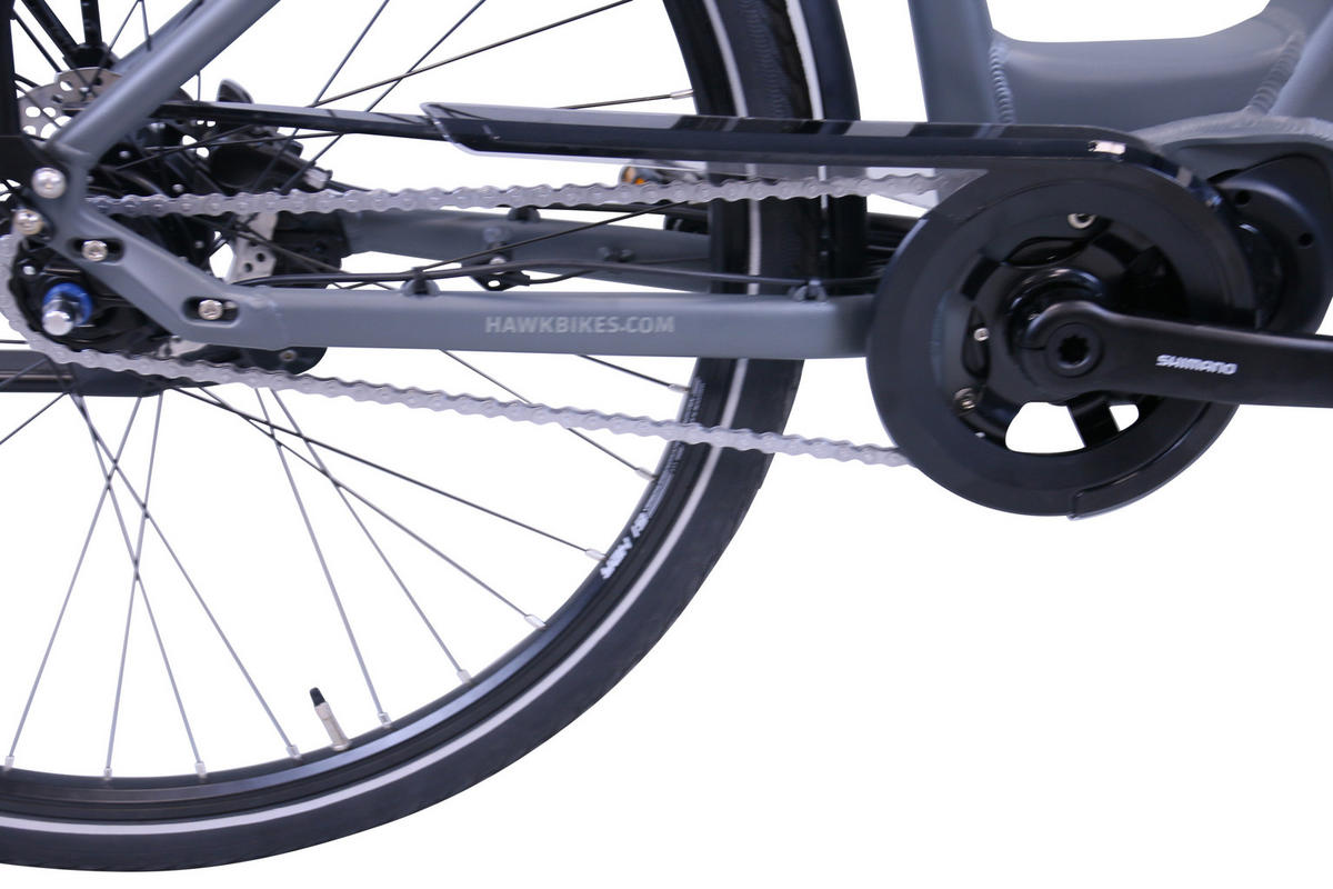 E-CITY Wave E-Bike Integrated Steps Lady 7 Gang 28 Zoll Gr:44cm - Grau, Metall (44cm) - Hawk Bikes