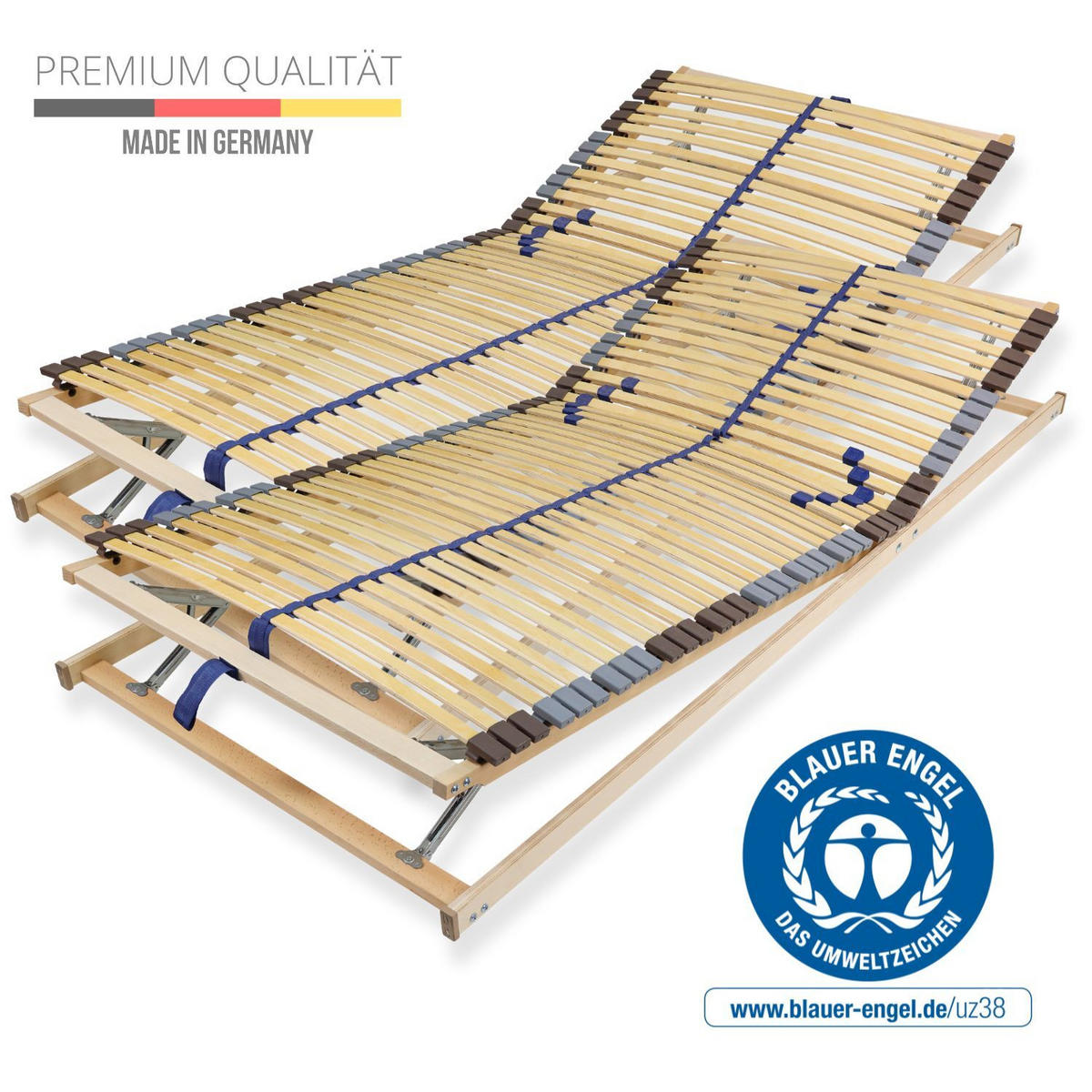 LATTENROST 160x200 cm verstellbares Kopf & Fußteil vormontiert 42 Latten 7-Zonen Traglast 150 kg Birkenschichtholz - Braun, Holz (160/200cm) - Sleepneo