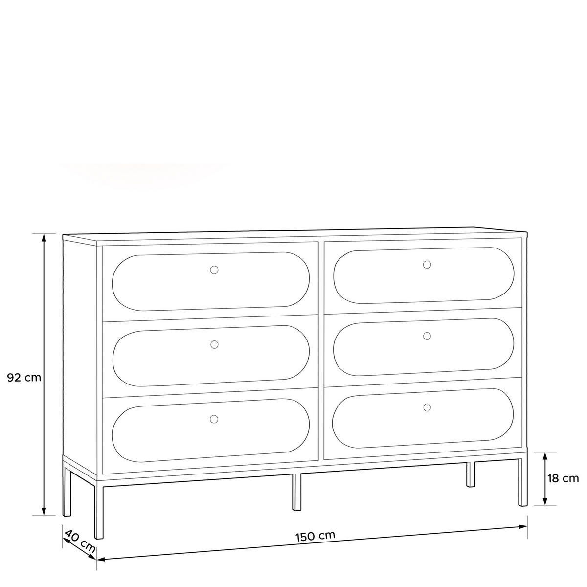 KOMMODE TILA, Cremefarbig - Creme, Holzwerkstoff (150/92/40cm) - KONSIMO®
