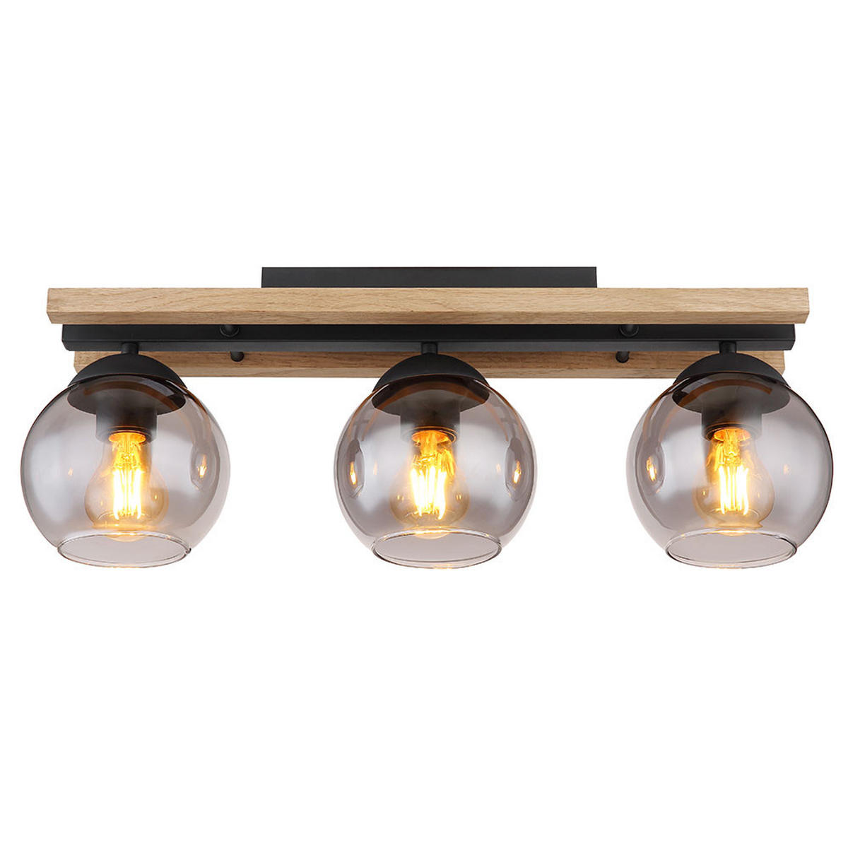 DECKENLEUCHTE Metall Eichenholz Braun - Braun, Holz (60/15/20.5cm) - Globo Lighting