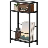 BEISTELLTISCH 40/18/62 cm in Schwarz mit 3 Glasablagen - Schwarz, Glas (40/18/62cm) - BEAOK