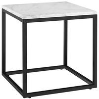 MARMOR-BEISTELLTISCH Alysia,mit höhenverstellbaren Kunststofffüßen,schwarz/weiß - Schwarz/Weiß, Stein (45/45/47.5cm) - tectake