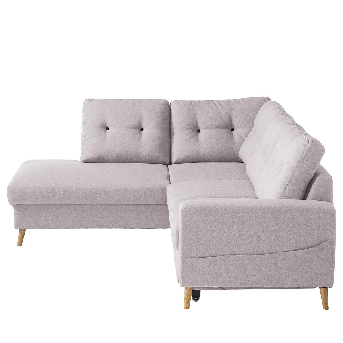ECKSOFA mit Ottomane - Webstoff - Hellbraun/Hellrosa, Holz/Textil (230/200cm) - home24