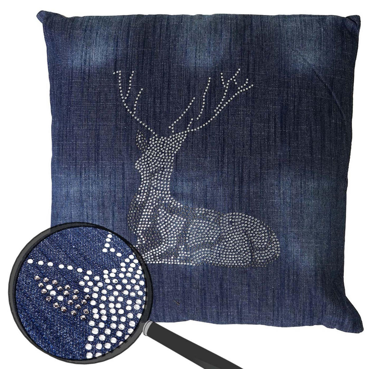 DEKO-KISSEN HIRSCH Blau - Blau, Textil (12/45/45cm) - MCW