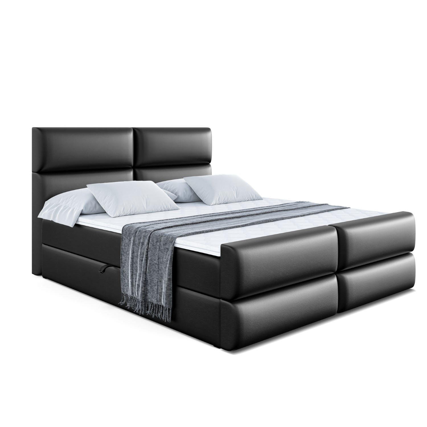 Altdecor Boxbett Schwarz Hochglanz 140x200 cm