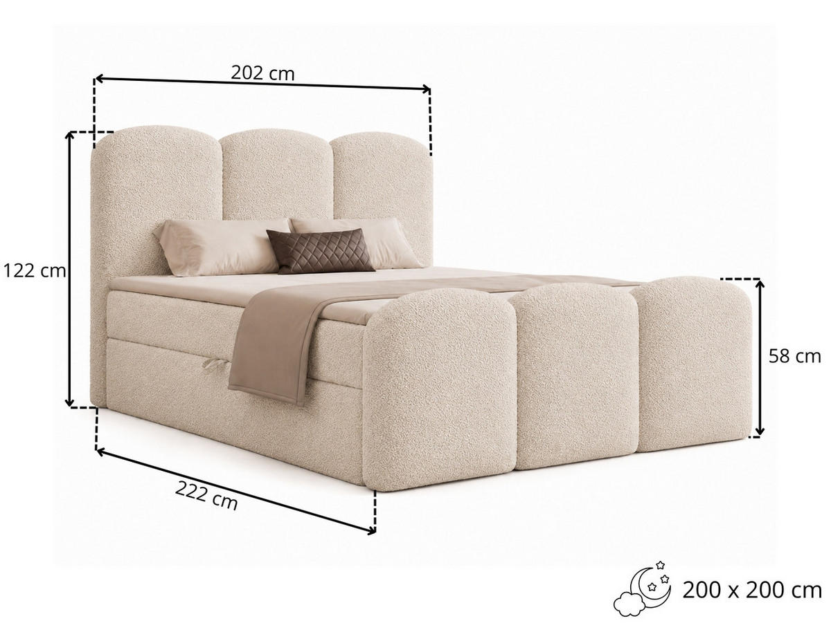 BOXBETT ROYAL 200x200 cm in Braun, Bettkasten, Topper, Velvet-Stoff - Braun, Holz/Textil (200/200cm) - EMLAR Home