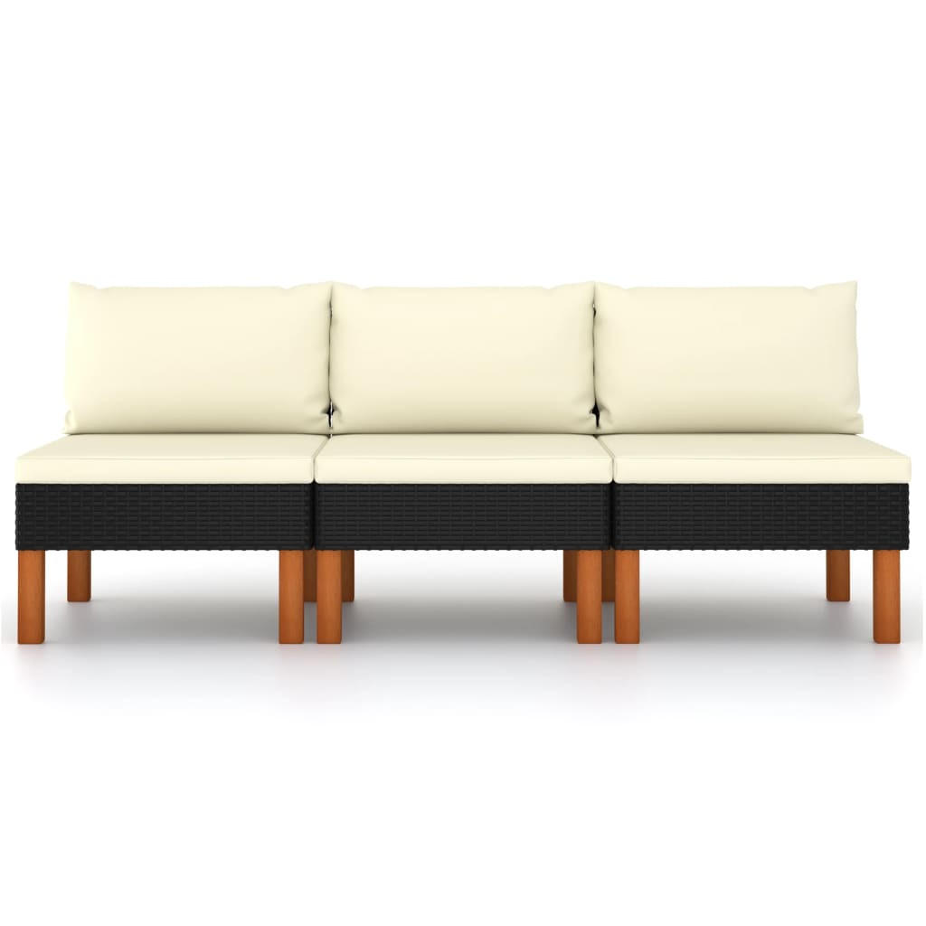 GARTENSOFA JEXAE 67/60.5/64.5 cm （3-SITZER） - Schwarz, Holz (67/60.5/64.5cm) - ZMH