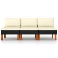 GARTENSOFA JEXAE 67/60.5/64.5 cm （3-SITZER） - Schwarz, Holz (67/60.5/64.5cm) - ZMH