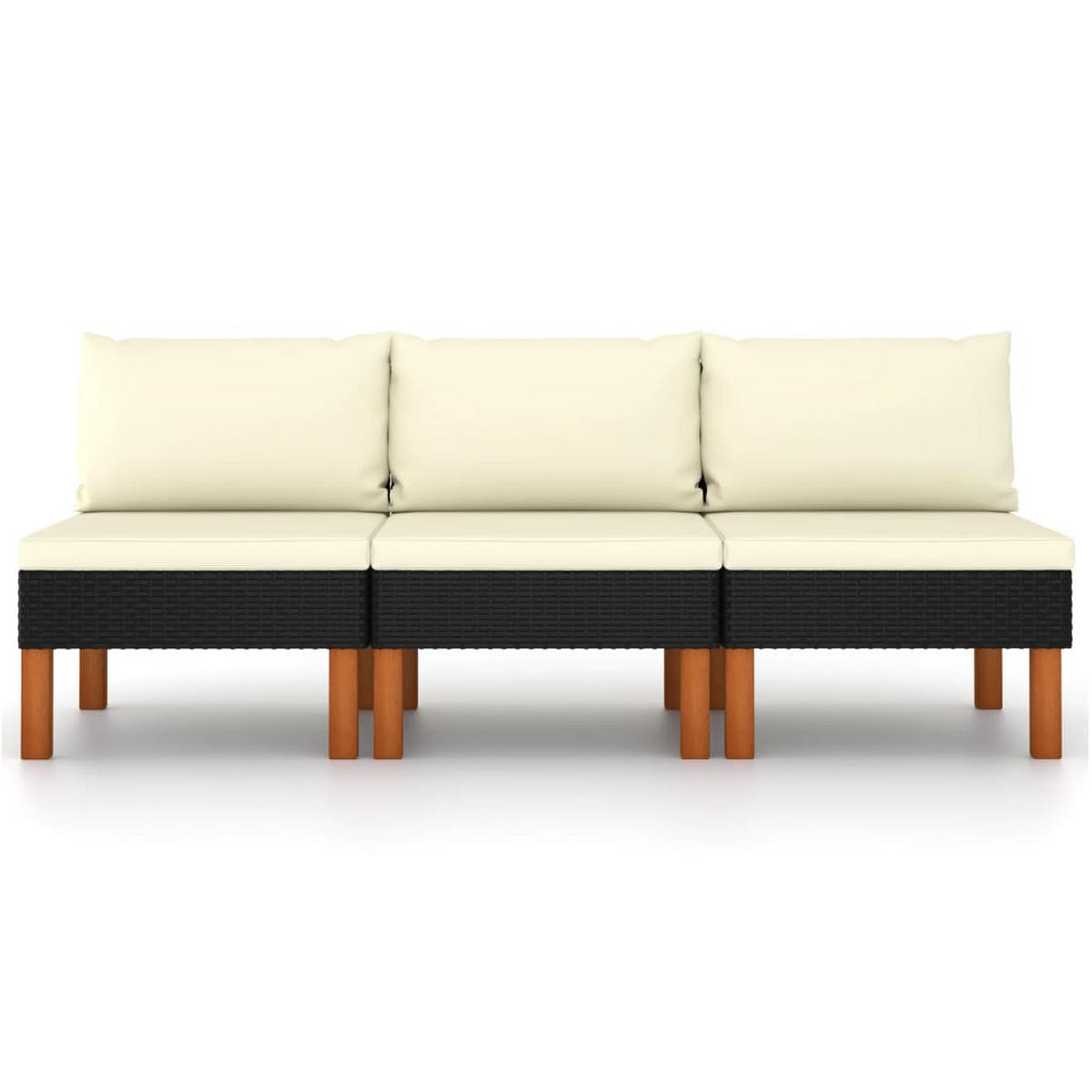 GARTENSOFA JEXAE 67/60.5/64.5 cm （3-SITZER） - Schwarz, Holz (67/60.5/64.5cm) - ZMH