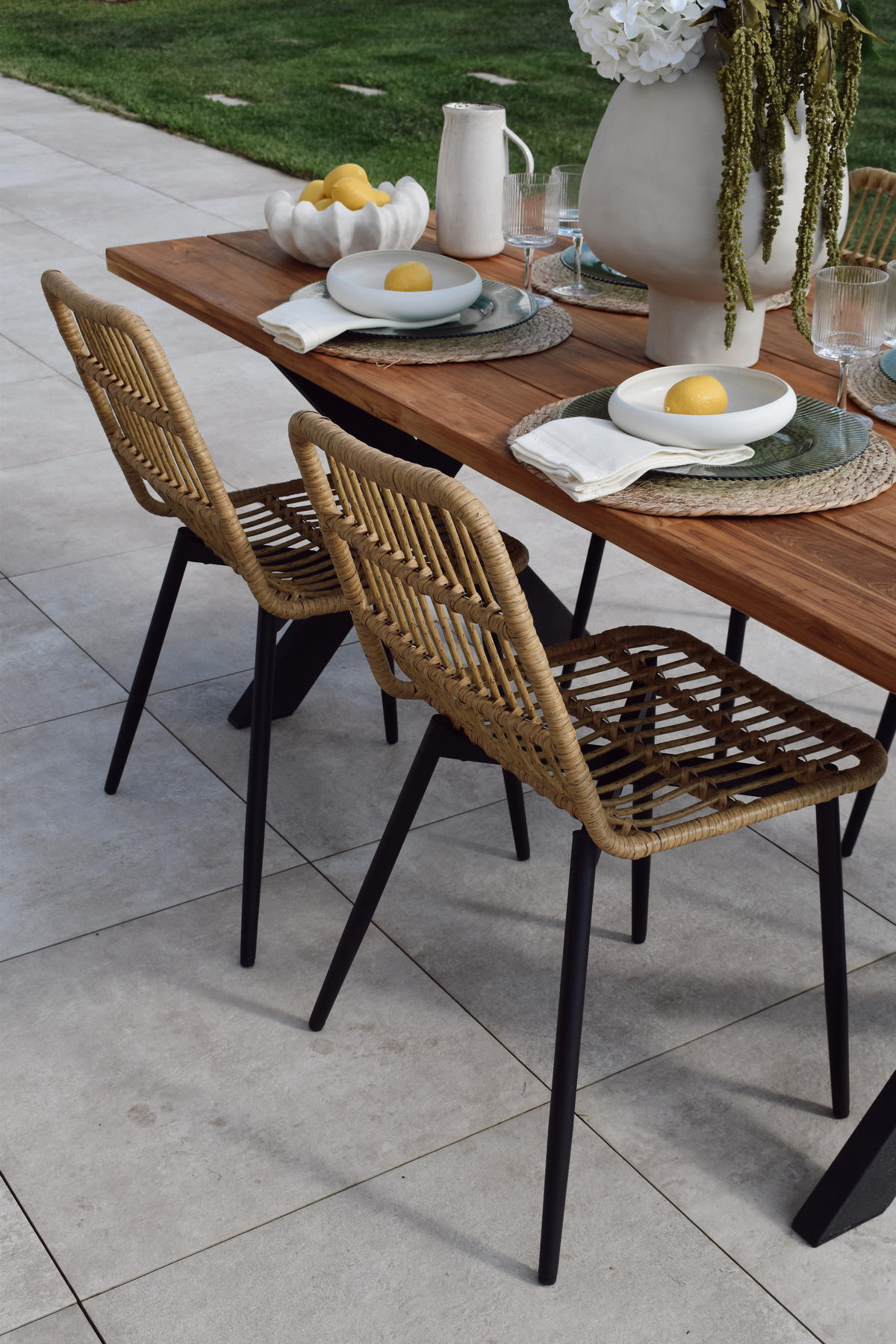 STUHL 4er-Set Rattan Braun - Braun, Metall (43/83/47cm) - Nordlys