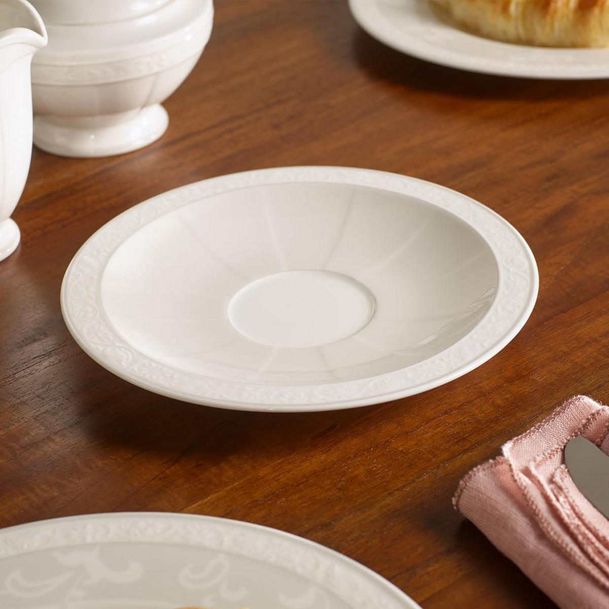 CAPPUCCINOUNTERTASSEN Gray Pearl weiß ø 18,5 cm 6er Set - Weiß, Keramik (18.5cm) - Villeroy & Boch