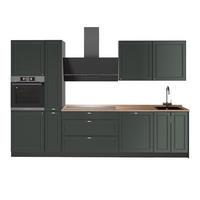 KÜCHENZEILE Fame-Line, Grün-Gold Landhaus/Anthrazit, 310 cm, AP Eiche - Anthrazit/Grün, Holzwerkstoff (310/206.8/60cm) - Vicco