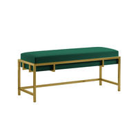 POLSTERBANK LAMO 100 Grün, Goldene Beine - Goldfarben/Grün, Textil/Metall (100/45/35cm) - Bettso