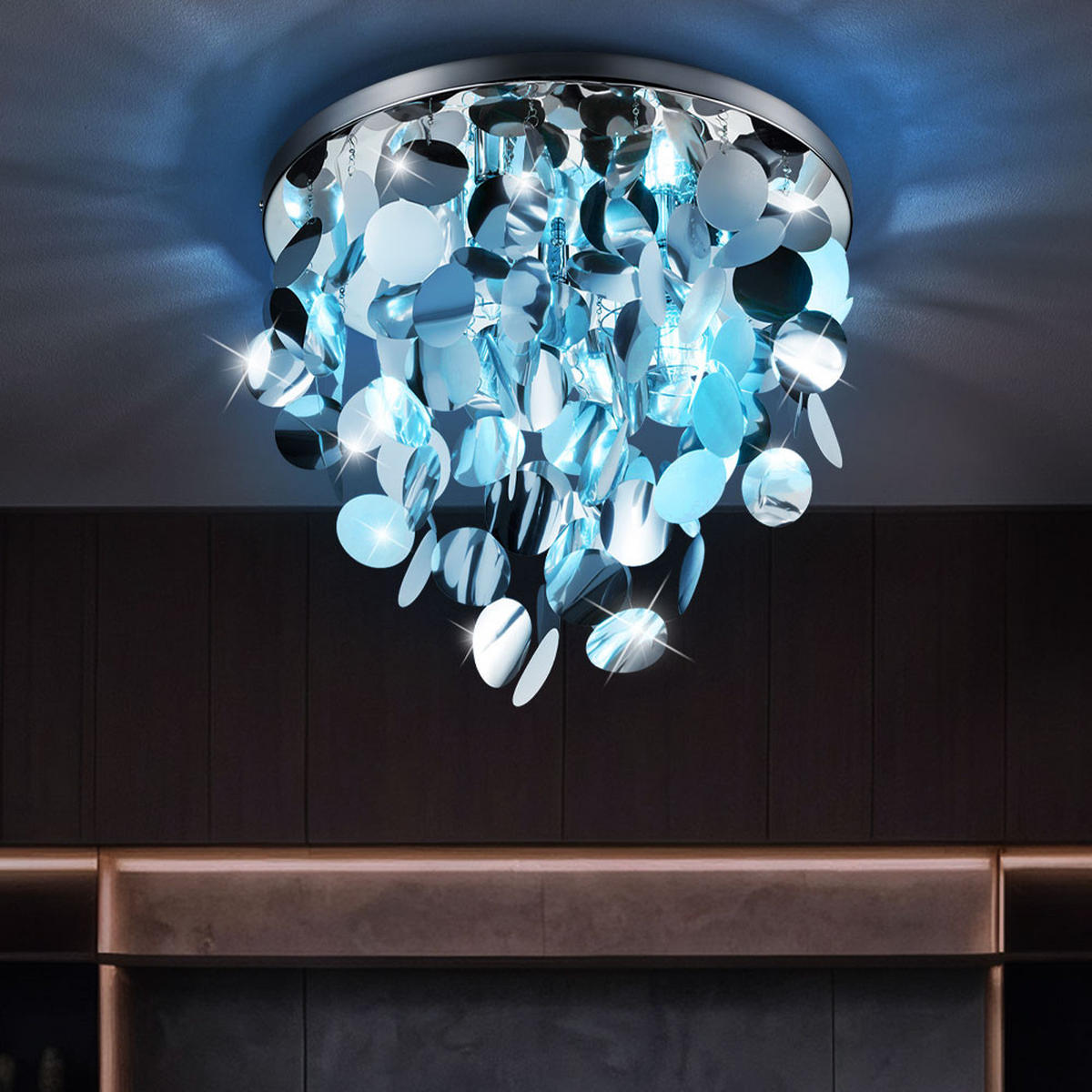 LED DECKENLEUCHTE LUCCA Chrom Silber - Silberfarben, Metall (55/55/40cm)