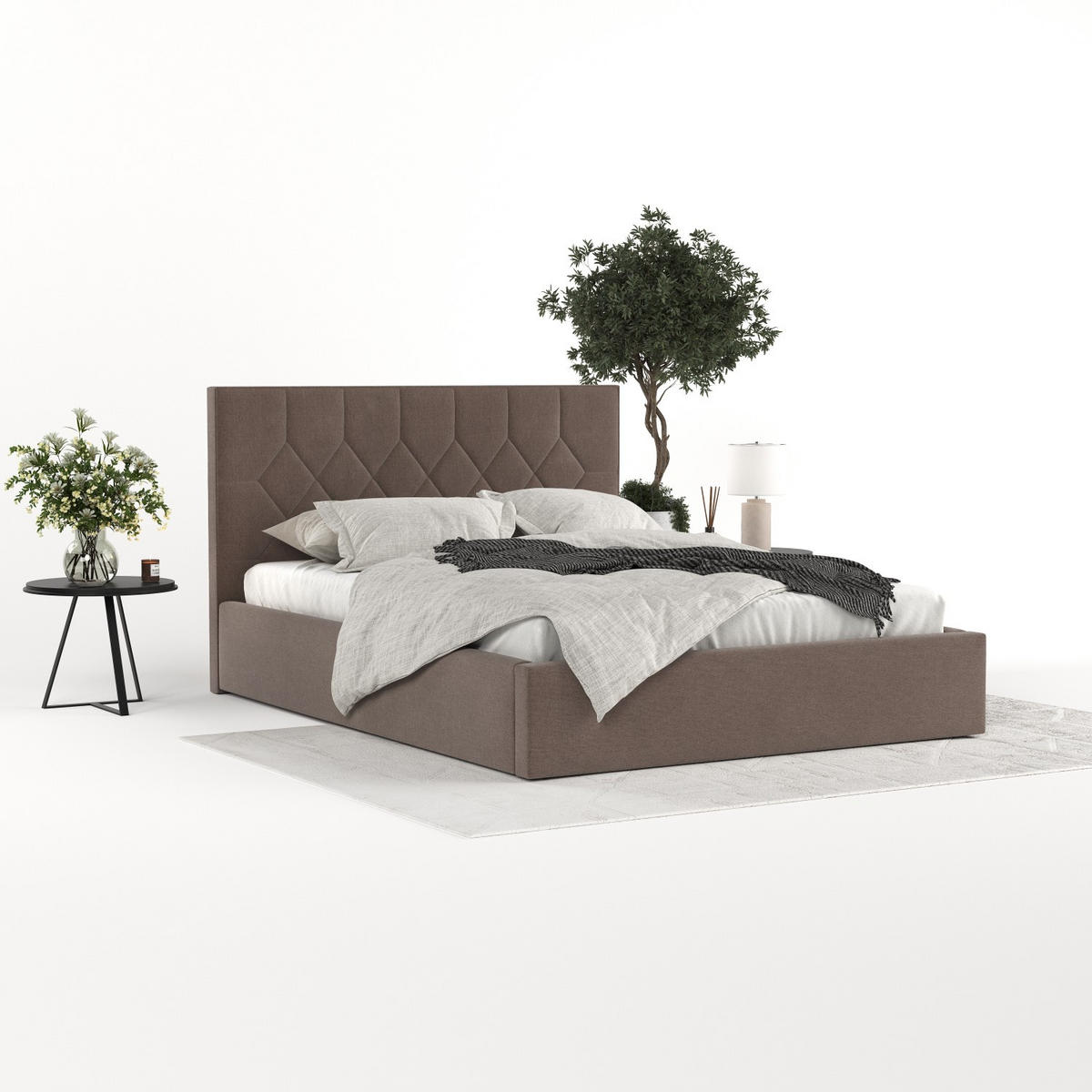 POLSTERBETT Brisa 140/200 cm Braun im Asti Stoff - Schwarz/Naturfarben, Holz/Holzwerkstoff (140/200cm) - AltaBeds